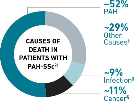 PAH-CTD causes of death pie chart