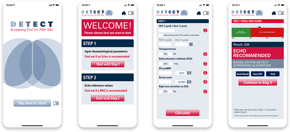 PAH-SSc screening tool on a mobile device