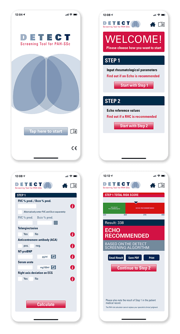 PAH-SSc screening tool on a mobile device